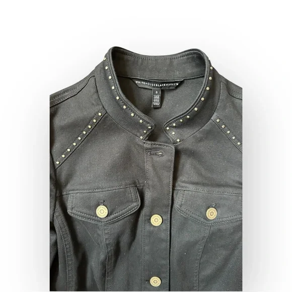 White House Black Market Studded Denim Blazer, Size 6 - Picture 4 of 8